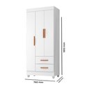 Ver imagem 2 de Guarda Roupa Roupeiro Solteiro 3 Portas 2 Gavetas Lite Branco Móveis Leão