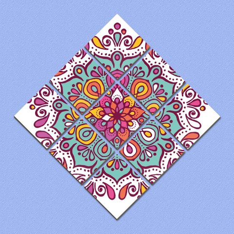 Mandala Tile - Quadros ou Placas Modulares com 9 Peças