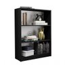 Estante para Livros Home Sala Madesa 6907 com 3 Nichos - Preto - 3