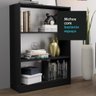 Estante para Livros Home Sala Madesa 6907 com 3 Nichos - Preto - 6