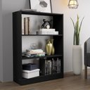 Ver imagem 2 de Estante para Livros Home Sala Madesa 6907 com 3 Nichos - Preto