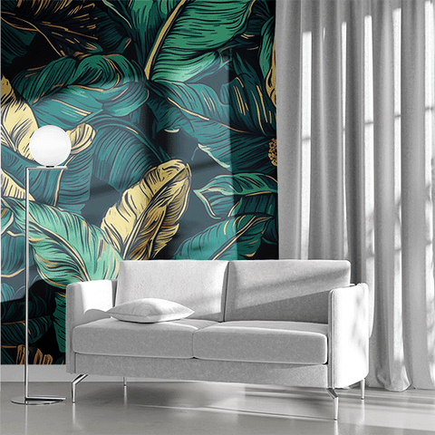 Papel de Parede Painel Folhas Tropical