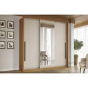 Ver imagem 1 de Guarda Roupa 3 Portas de Correr (1 C/ Espelho) e 4 Gavetas Valência Freijo/creme - Politorno