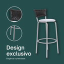 Ver imagem 4 de Kit 5 Banquetas Alta Banco para Balcão Junco Preto Àrea Gourmet Ilha Bancada bares Churrasqueira