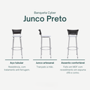 Ver imagem 3 de Kit 5 Banquetas Alta Banco para Balcão Junco Preto Àrea Gourmet Ilha Bancada bares Churrasqueira