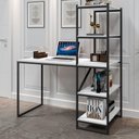 Ver imagem 1 de Mesa Industrial para Escritório com Prateleira Frist Preto e Branco
