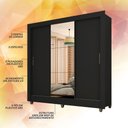 Ver imagem 4 de Guarda-roupa Casal com Espelho 3 Portas 1 Gavetas Alice Preto - M. Arapongas Preto Fosco