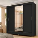 Ver imagem 1 de Guarda-roupa Casal com Espelho 3 Portas 1 Gavetas Alice Preto - M. Arapongas Preto Fosco