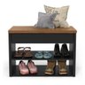 Sapateira Banco e Assento 2 Prateleiras Hall PRETO - 2