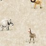 Papel de Parede Infantil Para Salão de Festa Tema Safari Bege Claro, Cinza e Marrom - 1