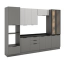 Ver imagem 2 de Cozinha 6 Peças com Paneleiro para Forno e Micro-Ondas com Vidro Fumê e Iluminação Lumina Cinza