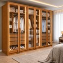 Ver imagem 1 de Guarda Roupa Casal 6 Portas com Vidro Reflecta e 6 Gavetas 100% MDF com LED Imperiale Premium