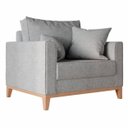 Ver imagem 1 de Poltrona Decorativa Benny Tecido Linho Com Pés Em Madeira:Cinza