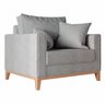 Poltrona Decorativa Benny Tecido Linho Com Pés Em Madeira:Cinza - 1