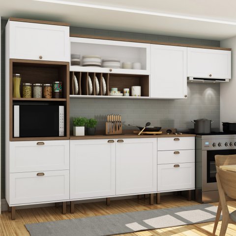 Cozinha Completa Iluminata 7 Portas 4 Gavetas Branco/ébano - Genialflex