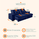 Ver imagem 3 de Sofá Retrátil e Reclinável 2,90m Suede Cancún Azul