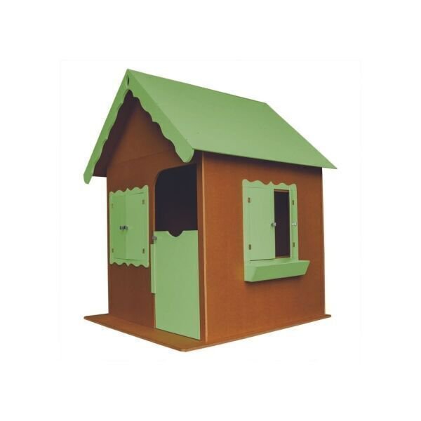 Casinha Infantil Compacta 1.00m Em Mdf Verniz/Verde Brinquedo Criança Feliz - 4