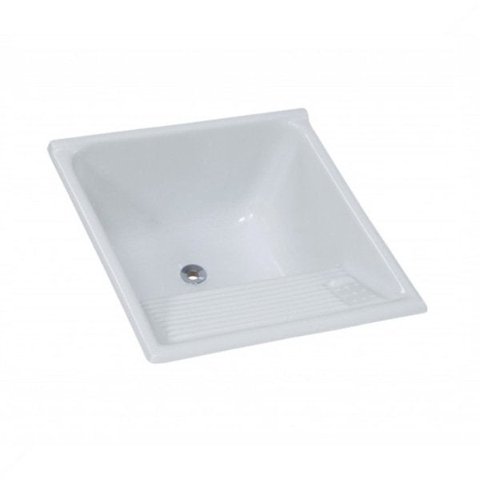 Tanque Mármore Sintético Granitado 62x62cm Branco Rorato