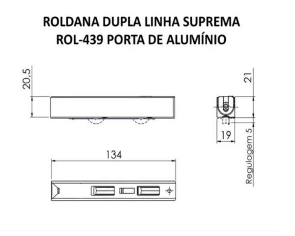 Roldana Porta Janela Aluminio C/Rol. Duplo Rol-439 Kit 2 Pcs - 4