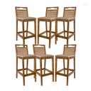 Ver imagem 1 de Kit 6 Banquetas Alta para Balcão em Madeira Estofada Valência Rattan Amêndoa Linho Bege Ccs