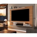 Ver imagem 3 de Painel para TV de 55 Polegadas com Prateleiras Luxo - Freijó/Off White
