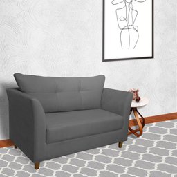 Namoradeira Decorativa Isis Pés Trapézio Suede Cinza - Ds Estofados - 2