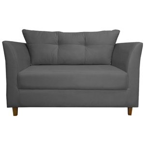 Namoradeira Decorativa Isis Pés Trapézio Suede Cinza - Ds Estofados