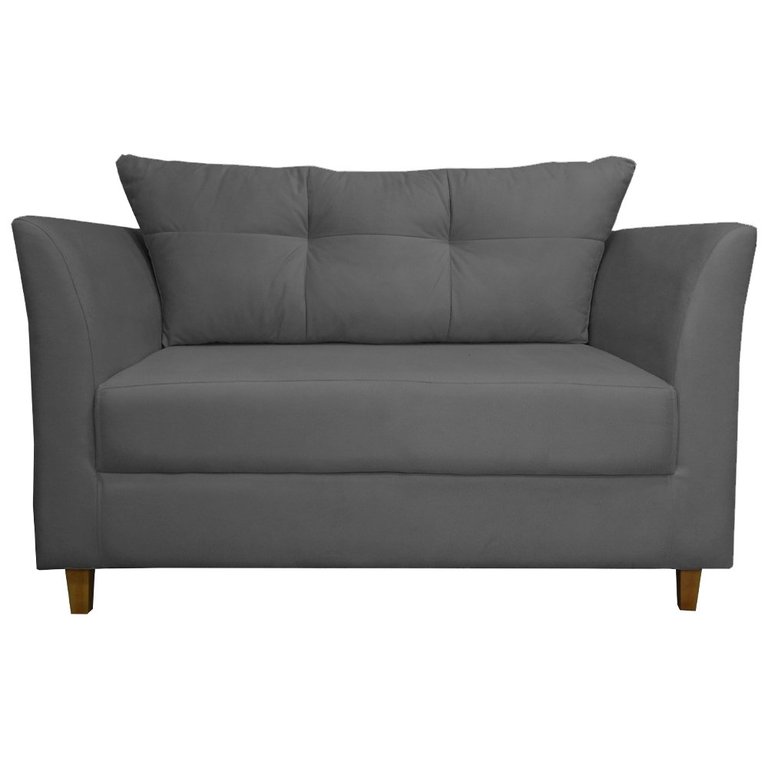 Namoradeira Decorativa Isis Pés Trapézio Suede Cinza - Ds Estofados