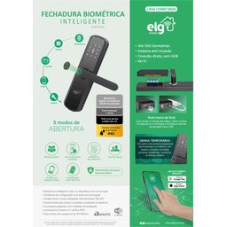 Fechadura Digital Biométrica, Elg, Shfb700, Wi-fi, 5 Modos de Abertura, Ip65, Preto - 2