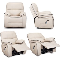 Poltrona do Papai Reclinável Elétrica e Massagem Corino Premium - Xr6097 - Off White - 8