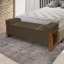 Ver imagem 2 de Recamier Baú Pés em Madeira Cama Casal 1,50m Retro Premium Estilo Decorativo Estofado Cor Marrom