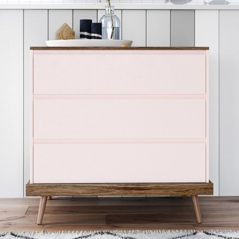 Cômoda Infantil Canção de Ninar 3 Gavetas Rosa/Amêndoa