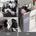 Ver imagem 4 de Cesto de Roupa Suja Duplo Roupeiro 2 Divisoes Cromado Organizador Lavanderia Quarto Banheiro