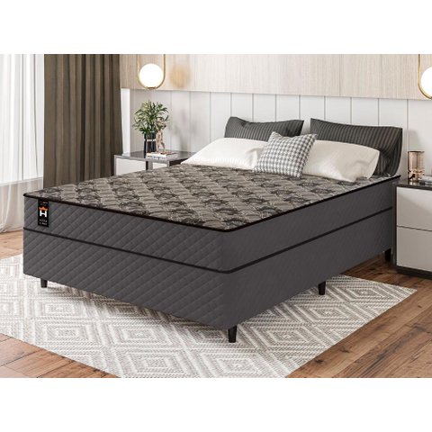 Cama Box Mônaco Casal c/ Molas Ensacadas 138x188x57 Cinza