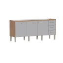 Ver imagem 1 de Gabinete Cozinha Mdf/mdp 1,94m Elegante 8 Pés e Amplo Espaço:jequitibá/nude