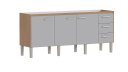 Ver imagem 1 de Gabinete Cozinha Mdf/mdp 1,94m Elegante 8 Pés e Amplo Espaço:jequitibá/nude