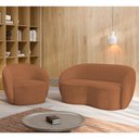 Ver imagem 2 de Sofá 2 Lugares Living 160cm e 1 Poltrona Giratória Garbin K04 Bouclê Terracota - Mpozenato