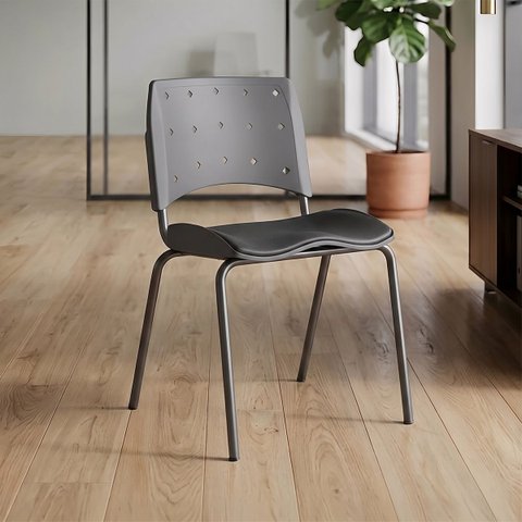 Cadeira Fixa Ergonômica 46 cm X 79,1 cm para Escritório com Assento Estofado Vinil Nr 17 Ergoplax