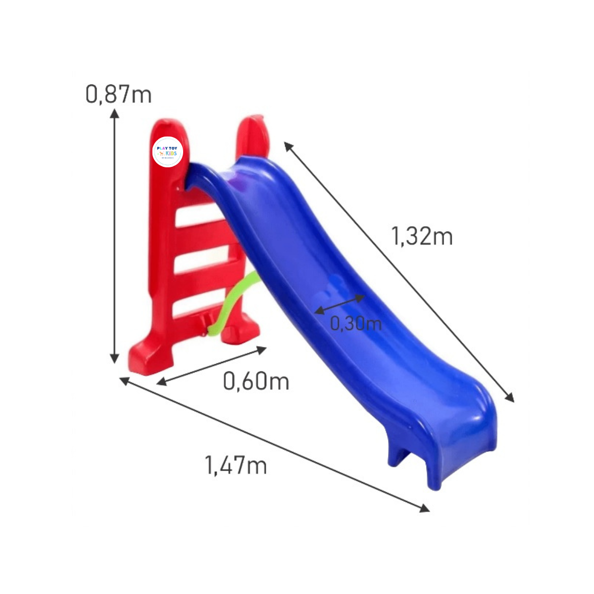 Escorregador medio infantil 3 degraus azul com vermelho max confot - 2