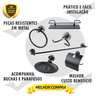 Kit Acessório para Banheiro Aço Inox 6 Peças com Porta Shampoo Vidro Retangular Preto Fosco Cód. 181 - 2