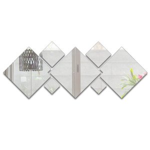 Espelho Decorativo Acrílico Sala Quarto Geometrico 7 Peças