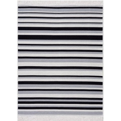 Tapete para Sala / Quarto Via Star Kilim Asteca 12 1,40x1,00 Metros Preto