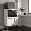 Ver imagem 3 de Armário de Cozinha Balcão e Paneleiro para Microondas e Forno 2 Portas Branco