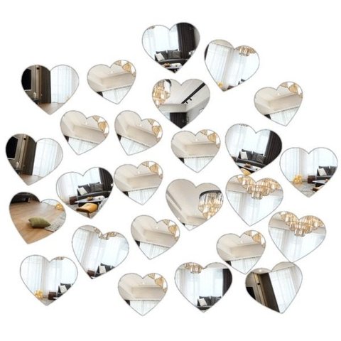 Kit 25 Mini Corações Decorativos Acrílico Espelhado Sala Quarto