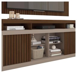 Rack Com Painel Para TV até 65 Polegadas Marrom Life Caemmun - 3