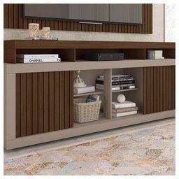 Rack Com Painel Para TV até 65 Polegadas Marrom Life Caemmun - 2
