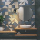 Ver mais imagens de Espelho Decorativo Vidro Redondo 30x30cm Sala Banheiro Lapidado