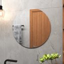 Ver imagem 1 de Espelho Decorativo Vidro Redondo 30x30cm Sala Banheiro Lapidado