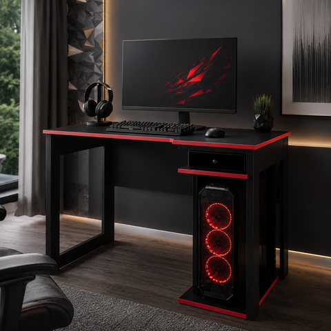 Mesa Gamer para Computador 1,05m com Espaço para Gabinete ME4161 Preto/Vermelho - Tecnomobili