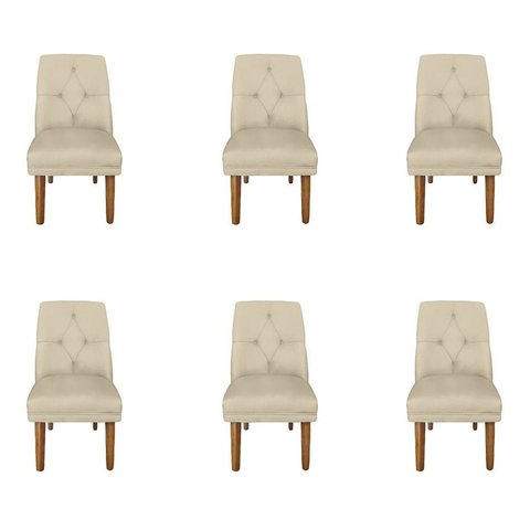 Kit 6 Cadeiras de Jantar Helena Corino Bege - Dominic Decor